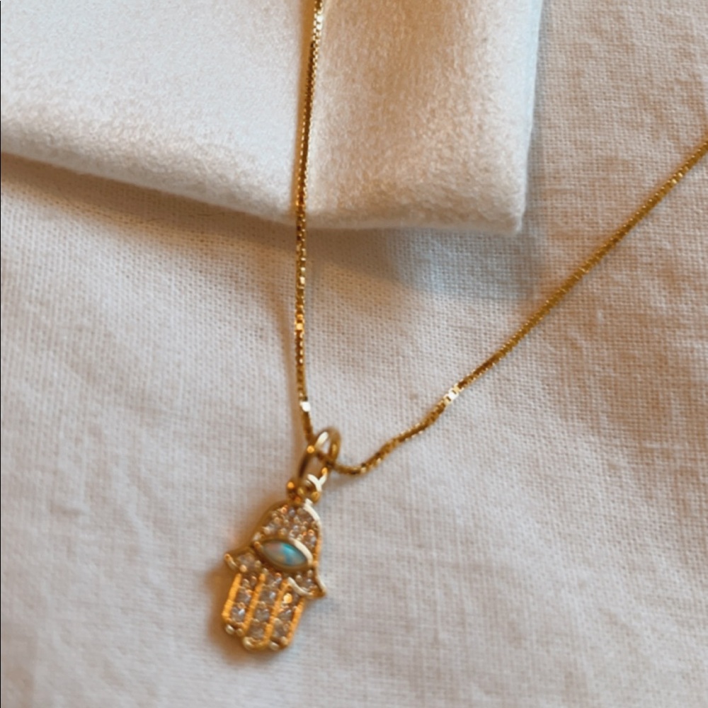 Opal Hamsa Necklace - Picture 5 of 6